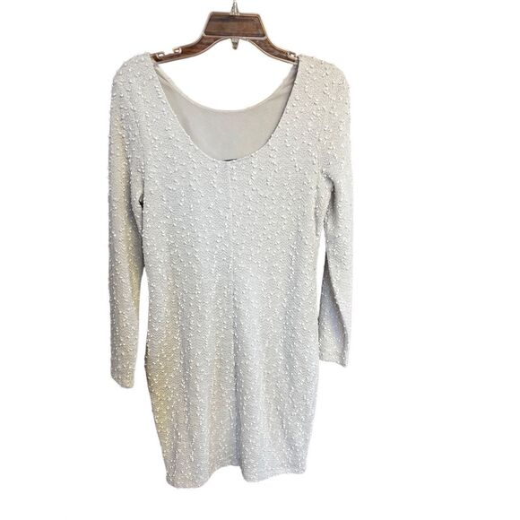 Jennifer Lopez Women's Beige Swiss Dot/sequence   Dress Size L Petite NWT - Picture 2 of 7